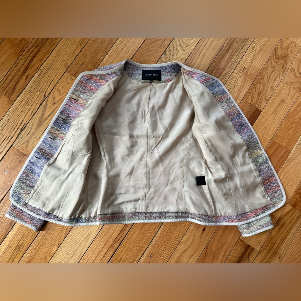 Lafayette 148 Jacket Blazer Pink Green Yellow Cotton Blend Women’s Size 6 - Picture 8 of 16